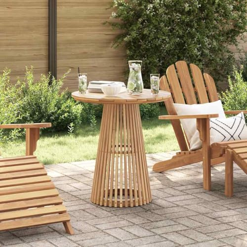 Kaloriko Sidobord, brunt, massivt trä, teak 70 x 70 x 75 cm, väderbeständigt för trädgård, terrass, balkong, utomhus, stabilt, hållbart och utrymmesbesparande, perfekt som loungebord och campingstol