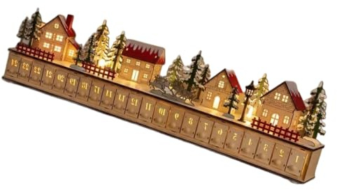 Calendrier de l ' en bois à 24 tiroirs, affichage du compte à rebours du village de Noël, organisateur de vacances à remplir, décoration d ' étagère de table, calendrier de tiroir de l ' avec de