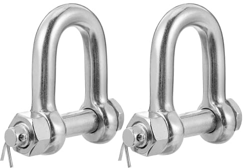HEMOTON 2 Piezas Grillete de Acero Inoxidable D, Grillete de Elevación, Plata, Forma D, para Eslingas, para Elevación y Recuperación de Vehículos