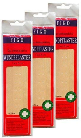 12 x FIGO Wundpflaster 25 x 6cm atmungsaktiv, Heft-Pflaster, Wund-Verband
