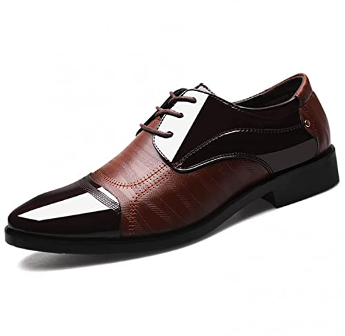 Celucke Herren Anzugschuhe Business Oxford Schuhe, Lederschuhe Schnürhalbschuhe Smoking Lackleder Hochzeit Derby Leder Brogue Schwarz Braun 38-47