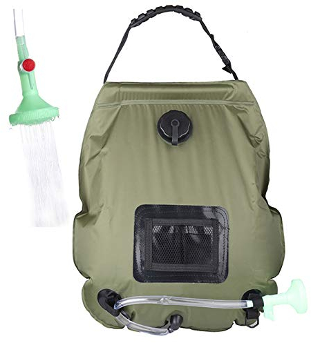 PGYFIS Camping-Dusche, tragbare Dusche für Camping, Outdoor-Dusche, Solar-Duschtasche, 20 l, für Outdoor-Reisen, Wandern (Armeegrün)