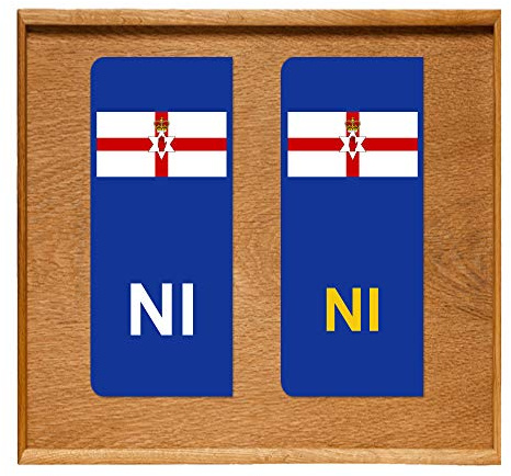 Number Plate Vinyl Stickers United Kingdom Northern Ireland Flag - NI -1 x set of 2 by Party Decor
