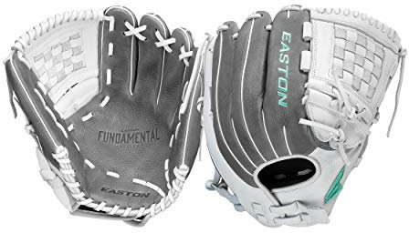 Easton Fundamental Guante de sóftbol, Unisex, Red de Cesta Dividida | Gris/Blanco/Menta, 12 | Infield/Pitcher