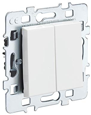 Interrupteur va et vient - Prises electriques Standard - Prise extra plate - Prise murale - Interrupteur va et vient sans Fil - Prise murale Casual Mecanisme Vv Double + Cache Blanc + Support Metal