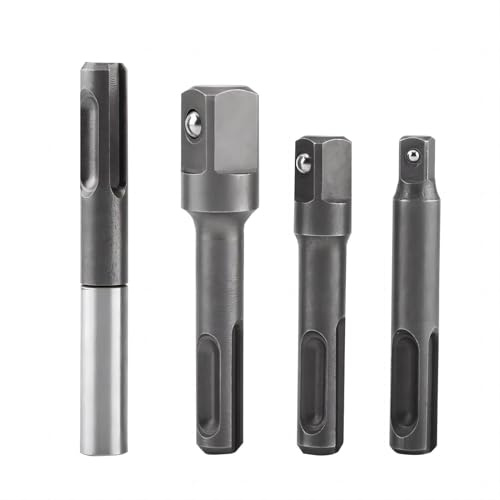 VIFER SDS Plus Adapter Bohrfutter, Bithalter SDS Plus-Schaft an 1/4 Sechskantbuchsenadapter und 1/4 3/8 1/2 Vierkantbohrer-Verlängerungsanschluss