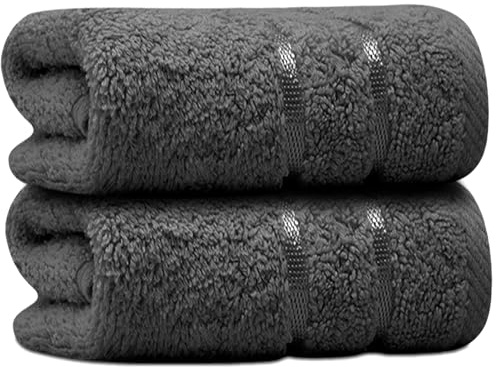 Towelogy® Cotton Washcloths 650GSM Face Towels Flannels Soft Muslin Cloths Machine Washable 30cmx30cm (Charcoal Grey 650gsm, Pack Of 2)
