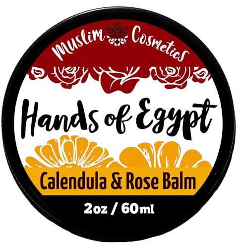 Muslim Cosmetics Organic Calendula Rose Balm | Moisturising hand & body cream | Rose & Frankincense essential oil | Natural || Made in Canada Hands of Egypt 2oz
