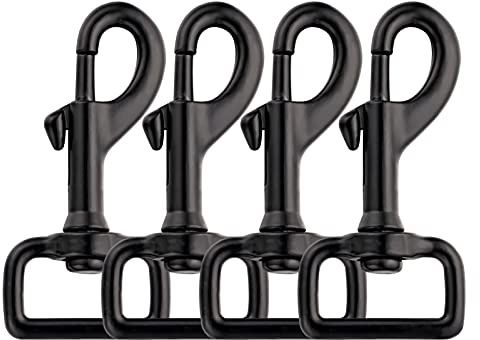 OWAYOTO Black Dog Swivel Eye Bolt Snap Hooks 4pcs, 1 Base Interior Width, 3 Length, Heavy Duty, Rust Resistant, Perfect for Pet Leashes, Harnesses, Bag Straps, DIY Projects