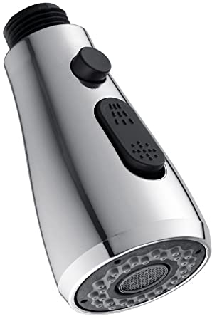 Douchette de Robinet Cuisine Douchette 3 Modes Douchette de Tête de Douche Remplacement Douchette pour Mitigeur Cuisine, Avec Bouton Pause, Chromé, G1/2