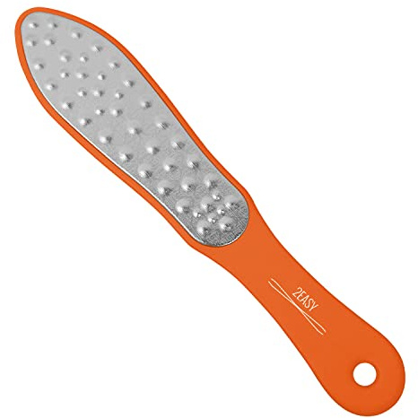 2Easy - Lima Piedi Pro in Acciaio Inox, Lima Professionale a doppia texture fronte/retro - Impugnatura ergonomica - ideale per callosità e ispessimenti (Arancione)
