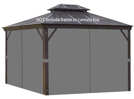 Homegroove Gazebo Curtains - Outdoor Waterproof 10 * 10ft, 4-Panel Privacy Curtains with Zipper for Garden, Patio, Yard (Gray)