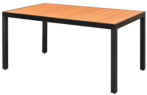 LAPOOH Garten-Esstisch, Tisch Garten, Balkontisch, Mehrzwecktisch, Buffettisch, Biertisch, Bierzelttisch, Flohmarkttisch, WPC Aluminium 150 x 90 x 74 cm Braun