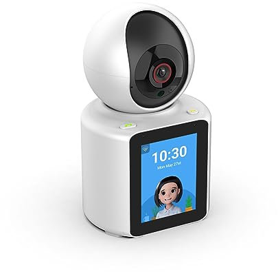 WOLF-GUARD ChatCam Videoanruf-Smart-Kamera, 1080P, 2,8 Zoll HD-Display, 360° PTZ-Überwachung, Nachtsicht, 2-Wege-Audio, Bewegungserkennung, App-WLAN-Kamera, Indoor-Home-Sicherheit, Weiß