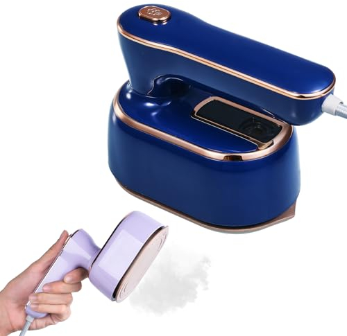 Mini Steam Iron - 1000W Travel Iron, 180° Rotating Foldable Steamer, 20s Fast Heat Up, Ceramic Nonstick Soleplate, Portable for Home, Office, Travel (Blue)