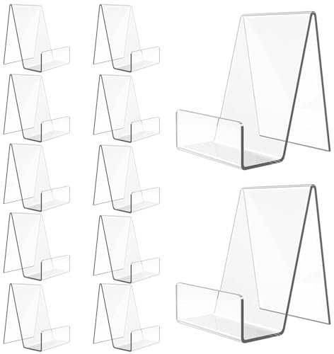 MUXHEL 12PCS Book Stands for Display, Acrylic Book Stand, Clear Book Display Stand for Display Books, Picture Albums,Menu, Magazine, Notebooks