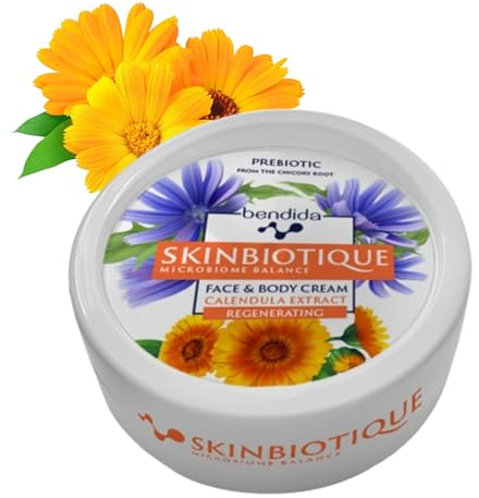 Bendida SKINBIOTIQUE Crema viso e corpo con calendula 150 ml – Crema idratante con PreBIULIN FOS | cura quotidiana per tutti i tipi di pelle | assorbimento rapido, sensazione piacevole sulla pelle