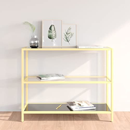 DIGBYS Regal schwarz und transparent 100x36x90cm gehärtetes Glas