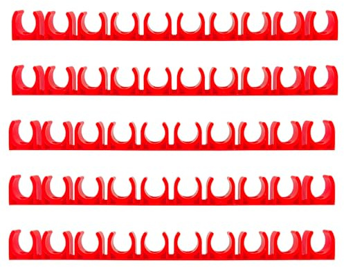 Ctyjia 5 Rangées Collier Serrage Tuyau 16mm Colliers de Serrage en PVC, Clips de Tuyau Pour la Plomberie et la Tuyauterie, Rouge