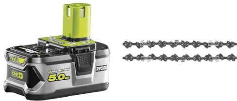 Ryobi RB18L50 ONE+ Lithium+ 5.0Ah Battery, 18 V & RAC262 35cm Chainsaw Chain for RY36CSX35A-0