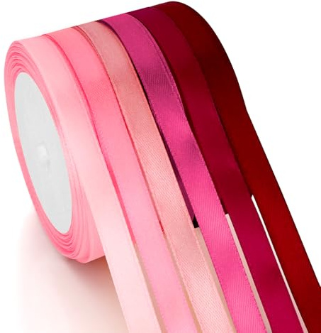 Geschenkband Rosa 6 Farben Satinband 10mm×23m Schleifenband Seidenband Stoffband Seidenbänder Für DIY Handwerk Dekoband Zum Basteln Geschenkverpackung Geburtstag Blumenstrauß Ostern Party Deko