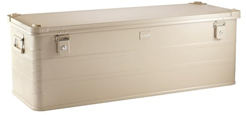 Alubox Alukiste abschließbar E159S SAHARA sand beige - Premium Lagerbox 159 Liter - Materialstärke 1mm - Deckel mit Aluminium Druckguss Stapelecken und Gummidichtung - inklusive Schlösser - lackiert