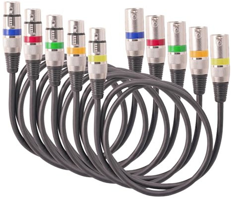 5pcs Professional Male to Female Microphone Cable 3Pin Microphone Cable for DMX-Stage Light Turn Around