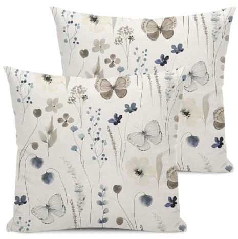 Juego de 2 Fundas Cojines Modernas 45x45 de Lino para Sofá - Estampado Geométrico Decorativo