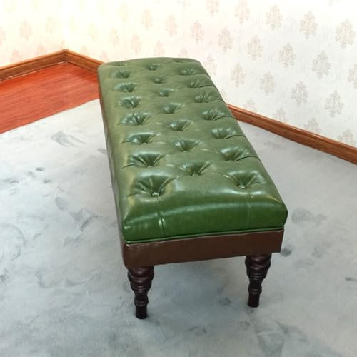 Farmhouse Essbank, rustikal, PU-Leder, gepolstert, Ottomane, Bank mit Holzbeinen, Bettbank, Sofa, Fußstütze, Hocker, Schuhbank, getuftet, Wohnzimmer, Eingangsbereich, Schlafzimmermöbel (70 x 40 x 40 x