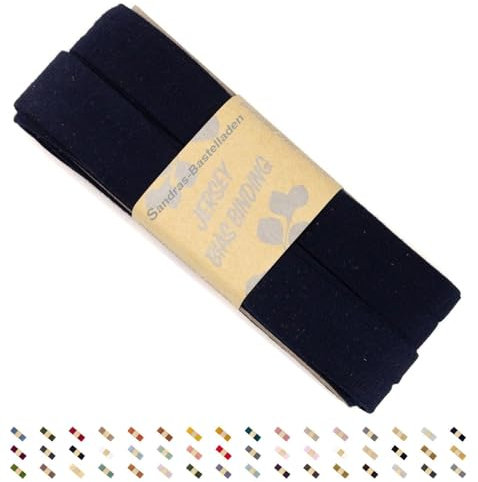 Sandras-Bastelladen Jersey Schrägband/Einfassband elastisch & gefalzt 3m x 20mm - 100% Viskose Marine Blau