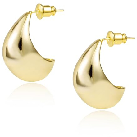 Ohrstecker Damen Gold Silber 925 Herz Blumen Stern Große Chunky Klobig | KISSPAT Ohrstecker Damen Gold Silber 925 Große Chunky Klobig Dicke Herz Stern Blumen Waterdrop Boho Ohrringe Modeschmuck