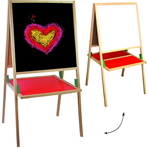 alles-meine.de GmbH 3 in 1: XL - Standtafel - Schreibtafel/Maltafel/Staffelei - aus Holz - 104 cm - mit Blackboard & Whiteboard - doppelseitig - beidseitig beschreibbar - Kre..