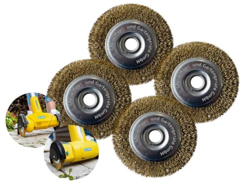 Gloria Stahldraht-Fugenbürste 4er Set | Originalzubehör | Ersatzbürsten für MultiBrush- und WeedBrush | Drahtbürste/Messingbürste zur Fugenreinigung | 11 cm Durchmesser | 1,2 cm Breite | 4 Stück