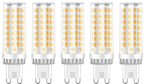 ZFQ G9 LED Lampe Leuchtmittel 10W, Warmweiß 3000K, Energiesparende Glühbirne Ersatz für 50-100W Halogenlampen, 95 LED Chips, 1000LM, AC220V-240V, 5 Stück