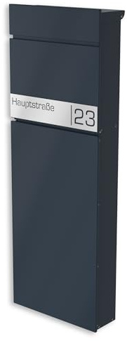 Graviers Boîte aux Lettres sur Pied Anthracite RAL 7016 - Design Robuste, Plaque Personnalisable en Acier Inoxydable, résistante aux intempéries, boîte aux Lettres