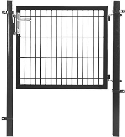 ESTEXO Gartentür Gartentor Zauntür Hoftür Gartenpforte Hoftor Gartenzaun Tor inkl. Pfosten, Schloss, Türklinke und Schlüssel (RAL 7016 Anthrazit / 0,80 m)