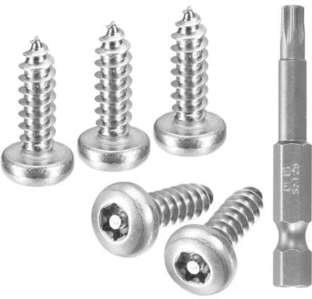 QUARKZMAN 50 Stück Torx Linsenkopfschrauben #10 x 5/8 Holzschrauben Halbrundkopf Torx Selbstschneidende Schrauben Rundkopfschrauben 304 Edelstahl Sicherheitsschrauben mit Bit T25
