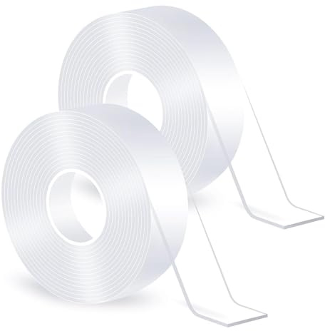 Gorilla Lot de 2 rouleaux de ruban adhésif double face robuste pour un montage sûr et amovible pour murs, affiches, tapis (3 m x 2 cm x 1 mm)
