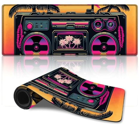 Tappetino per mouse da gioco, radio neon, impermeabile, tappetino per mouse (30 x 80 cm), tappetino da scrivania per computer, laptop, accessori da scrivania per ufficio