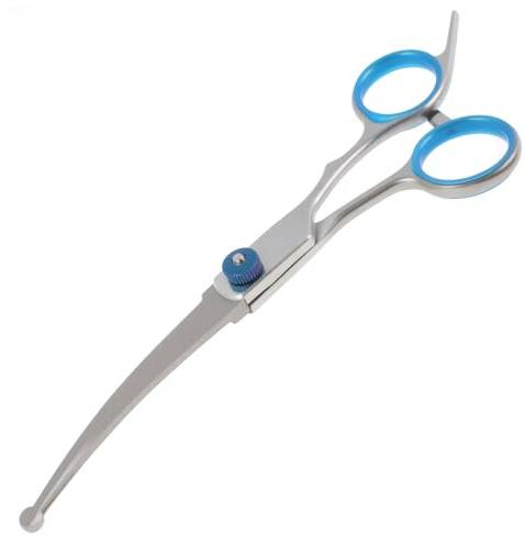 Pet Grooming Scissors, 6 Up Curved Dog Grooming Scissors Set for Dogs with Safety Round Tip, Professional for Face, Ears, Eyes, Curved for Home or Salon Use, Trimming, Styling, Detailing