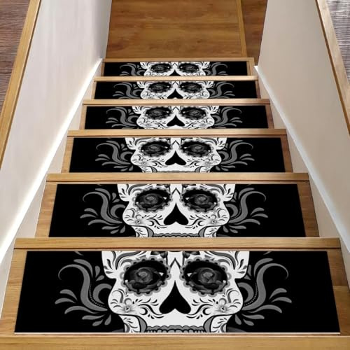 Eslifey Paquete de 15 peldaños antideslizantes de 8 x 30 pulgadas, para interiores para peldaños de madera, alfombras de escalera para niños, ancianos y mascotas con adhesivo reutilizable, Sugar Sukll