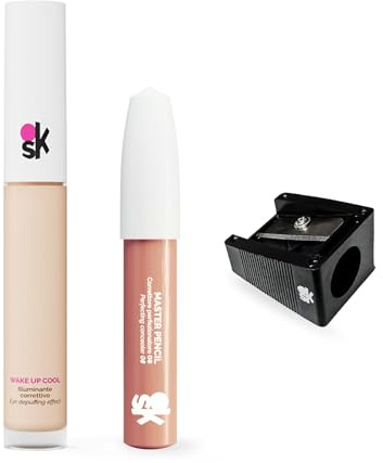 Overskin Master Cool Duo - Correggi e Illumina il Contorno Occhi, Wake Up Cool 02 Illuminante Correttivo Anti-borse e Occhiaie + Master Pencil 08 Correttore Perfezionatore Multiuso, Light