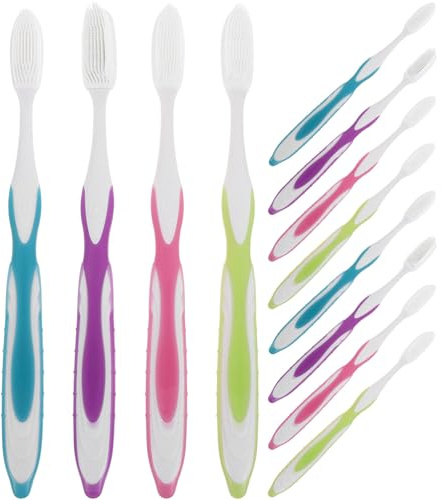 Healvian 12er-Pack Nano-Zahnbürsten für Erwachsene mit weichen Borsten – Tragbare Handzahnbürsten mit großem Bürstenkopf für empfindliches Zahnfleisch, ideal für die tägliche Anwendung zu