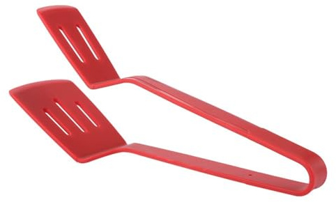 Gettimore Pince de cuisine en silicone pour barbecue, barbecue et cuisine – Pince en acier inoxydable avec design à fentes anti-rayures, résistant à la chaleur, poignée antidérapante, 1 pièce, rouge