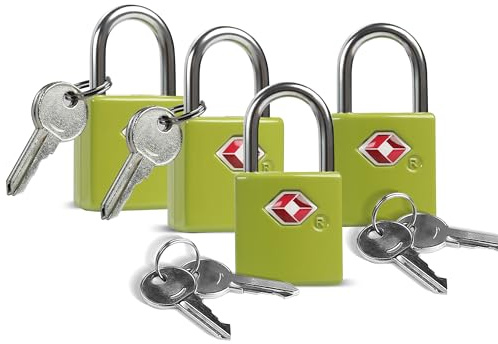 UP Security Cadenas TSA pour bagages avec clés, cadenas de voyage TSA approuvé 4 pièces, petit cadenas à clé identique, mini cadenas pour valise, fermeture éclair de sac à dos, sac, portefeuille