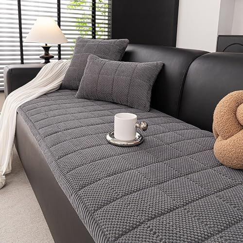 Ghygetrich Sofabezug, Sofaschutz Ecksofa Bezug Sofa Cover L Couch überzug Sofabezug 3 Sitzer Sofabezug L Form Sofa Schoner Auflage Couch überwurf Couchschoner rutschfest Dark Grey 55x190cm