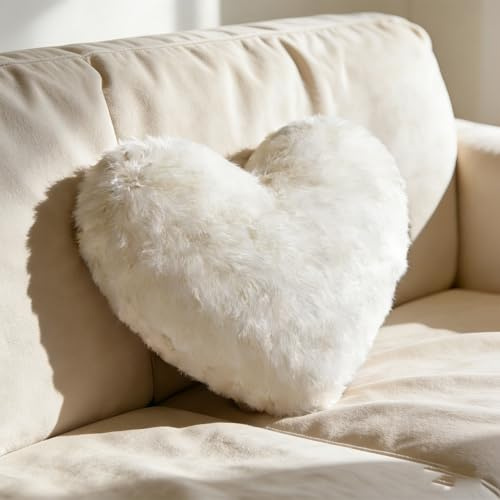 Générique Plush Heart Pillow, Heart Pillow, Decorative Pillow, Decorative Sofa Pillow, Suitable for Living Room, Sofa, Bedroom (White)