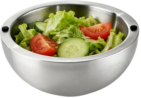 Bols isothermes en acier inoxydable – Plat de fête à double paroi, bol isotherme avec matériau de qualité supérieure, accessoire de service avec design élégant, ustensile de cuisine, bol alimentaire