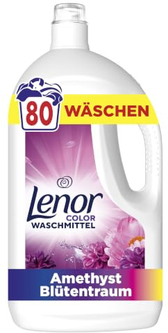 Lenor Flüssigwaschmittel Amethyst Blütentraum, 80 Wäschen | Für lang anhaltende Frische und extra Geruchsabwehr, wirksam auch bei Kaltwäsche.