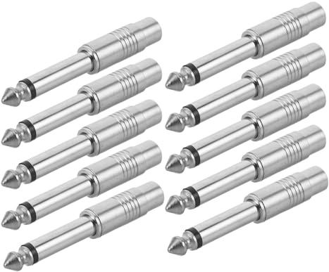 SEWACC Lot de 10 Adaptateurs Audio Jack 6,35 Mm Stéréo Mâle vers Connecteur Cinch pour Amplificateur, Table de Mixage et Home Studio, Connecteur Robuste en Métal, Usage Professionnel